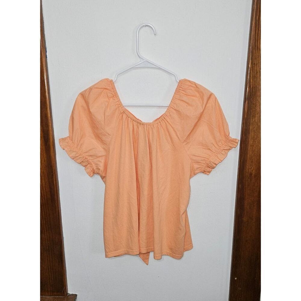 NWT J. Crew Peach/ Orange Tie-Back Top Size Medium Cotton - Picture 3 of 7